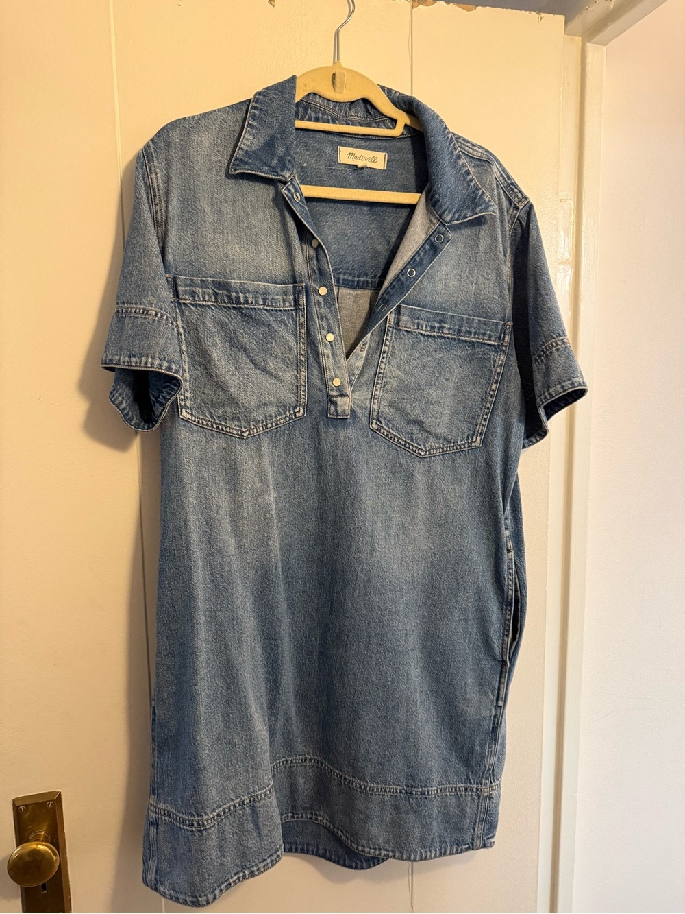 Madewell Denim Polo Shirt Dress - Light Blue